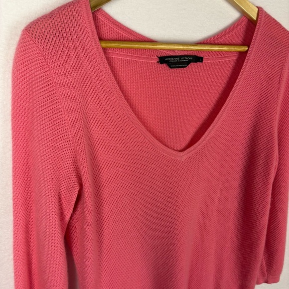 Adrienne Vittadini Pink 100% Cashmere V-Neck Sweater - Picture 3 of 7
